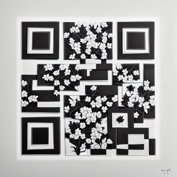 Código QR artístico, diseño linograbado